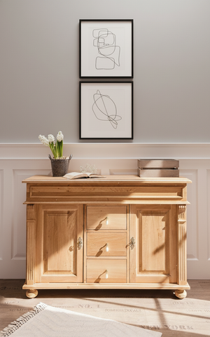 "Kjer" Oak Country House Chest of Drawers Solid Wood Scandinavian