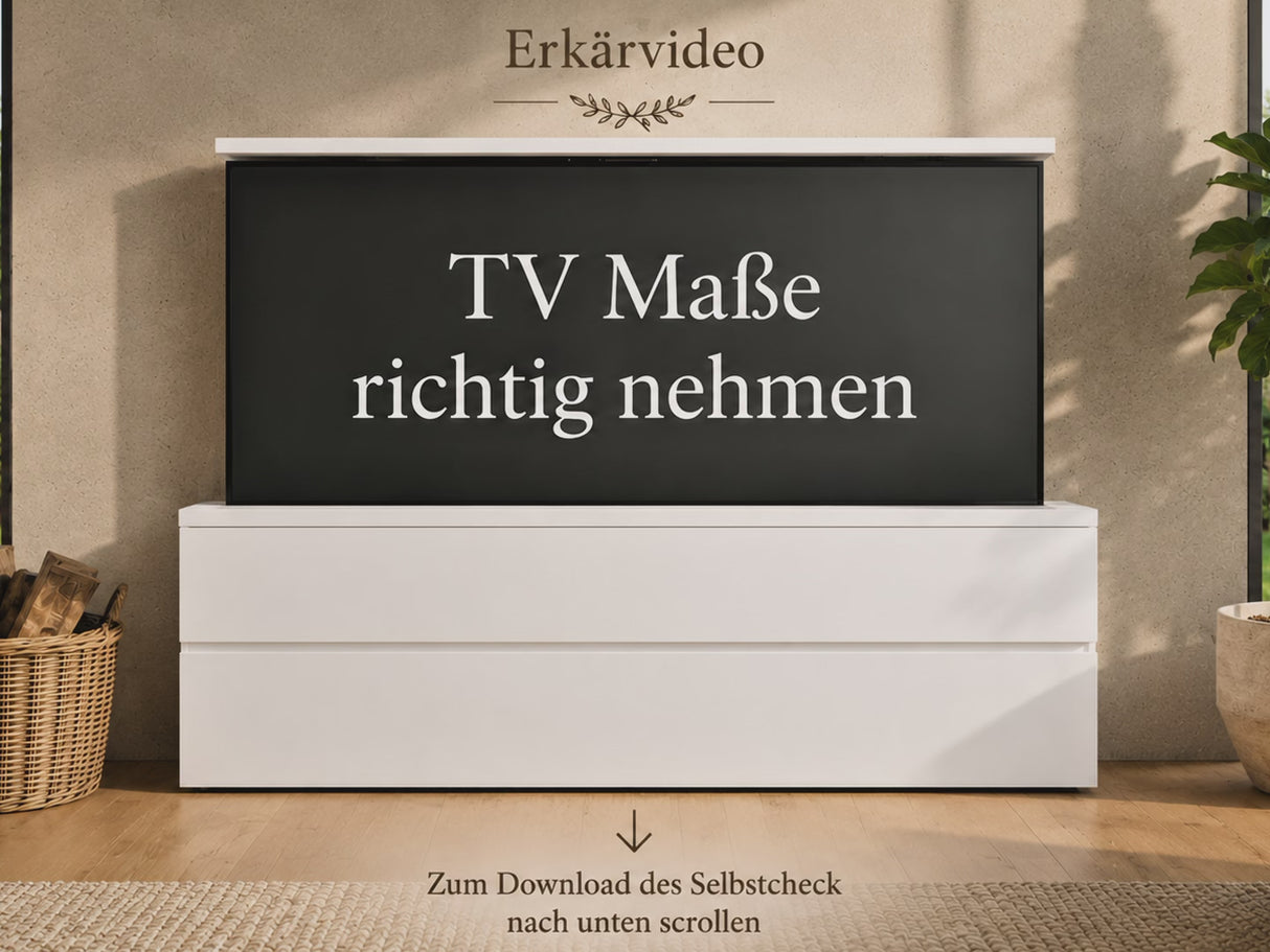 "Loui": TV-Schrank mit Lift für 55 Zoll bis 65 Zoll im Landhausstil