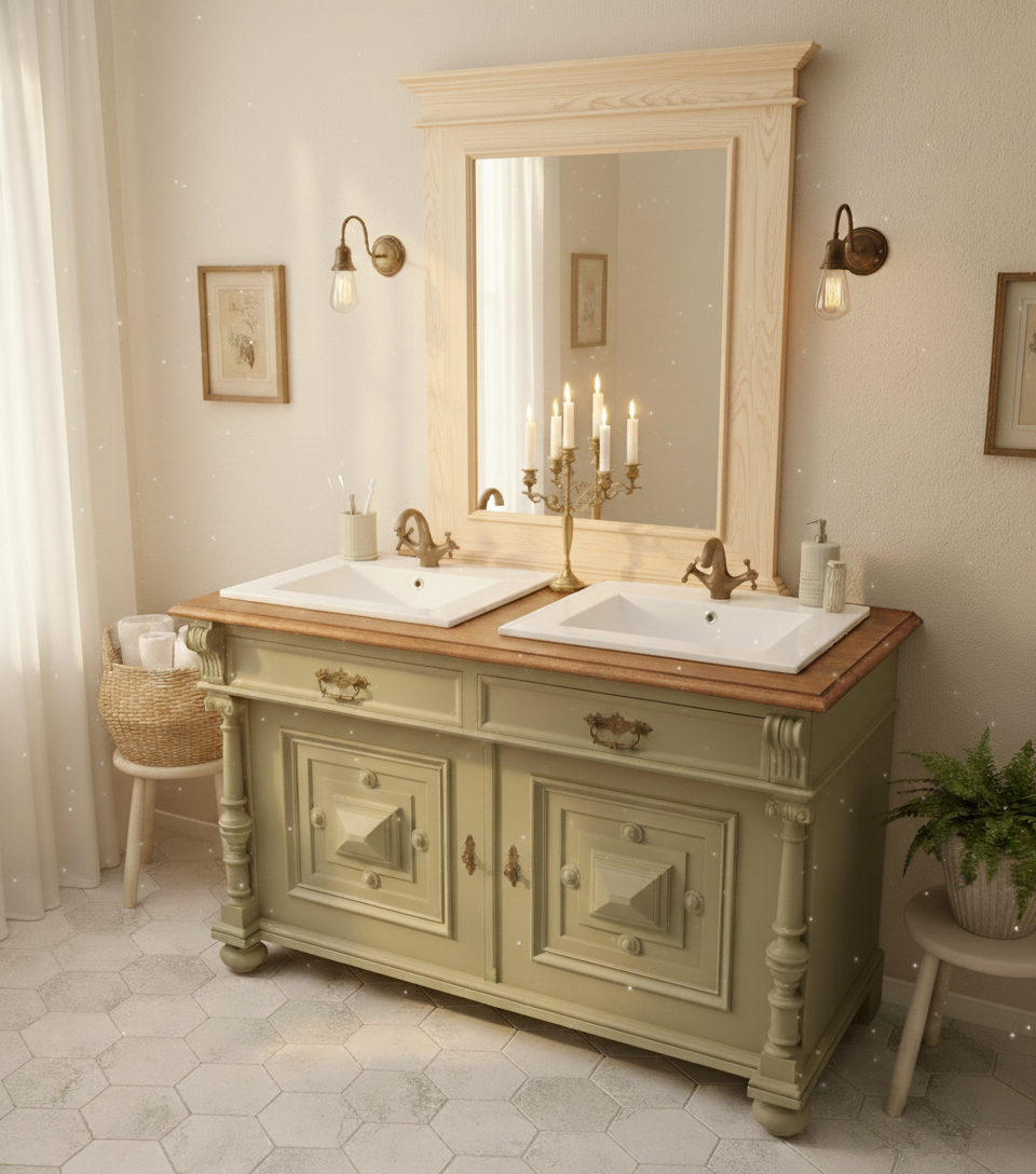 Lénon - natural or white - solid country house mirror in a simple Wilhelminian style