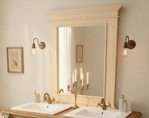 Lénon - natural or white - solid country house mirror in a simple Wilhelminian style