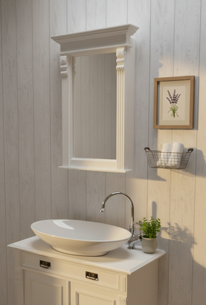 Éval - Art Nouveau style mirror cabinet, solid, pure white