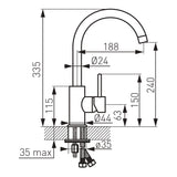 Tray - modern, curved large tap, single-lever mixer chrome