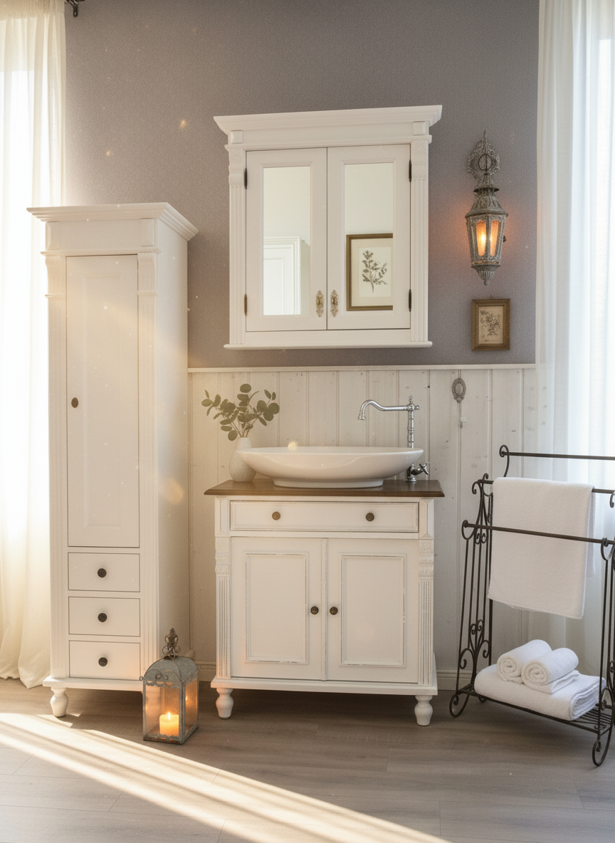 "Barrington" Landhaus-Waschtisch im Shabby-Chic-Look 80 cm