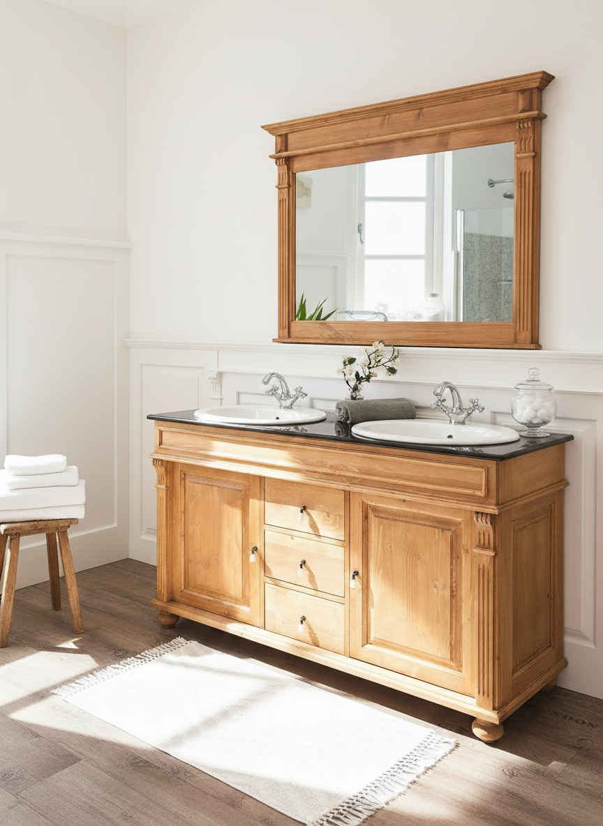 "Riley" -GRANIT- Landhaus-Doppelwaschtisch 150 cm