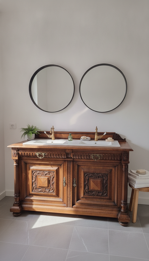"Lielle" Antique Double Vanity Unit Oak Wood