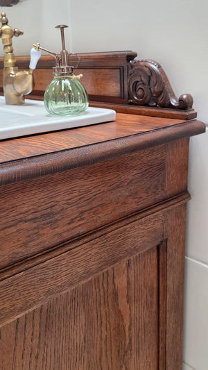 "Lielle" Antique Double Vanity Unit Oak Wood