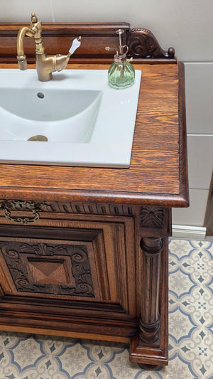 "Lielle" Antique Double Vanity Unit Oak Wood