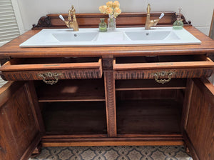 "Lielle" Antique Double Vanity Unit Oak Wood
