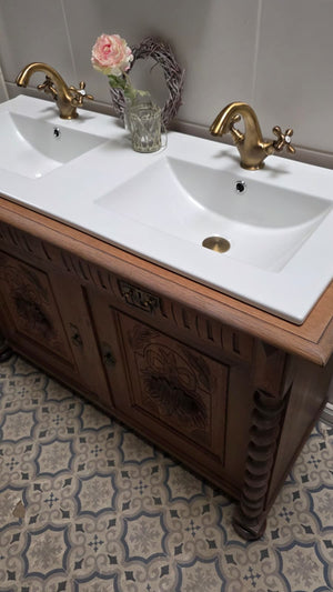 "Lielle" Antique Double Vanity Unit Oak Wood