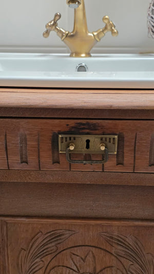 "Lielle" Antique Double Vanity Unit Oak Wood