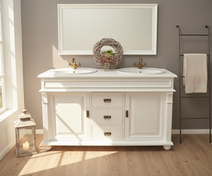 "Manchester" großer Landhaus-Doppelwaschtisch in weiß 150 cm