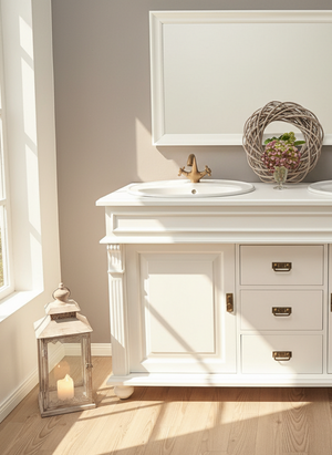 "Manchester" großer Landhaus-Doppelwaschtisch in weiß 150 cm