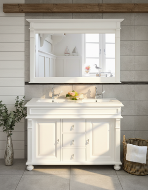 "Mirabeaux" - Waschbeckenunterschrank mit Keramikbecken - Eleganter Landhaus Doppelwaschtisch 125 cm