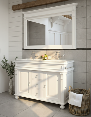 "Mirabeaux" - Waschbeckenunterschrank mit Keramikbecken - Eleganter Landhaus Doppelwaschtisch 125 cm