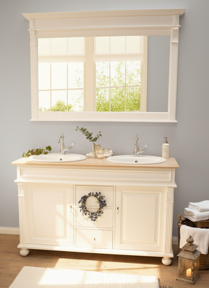 "Almerá" Doppelwaschtisch im Landhausstil mit heller Eichenplatte 150 cm