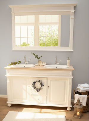 "Almerá" Doppelwaschtisch im Landhausstil mit heller Eichenplatte 150 cm