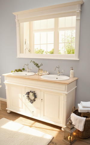 "Almerá" Doppelwaschtisch im Landhausstil mit heller Eichenplatte 150 cm