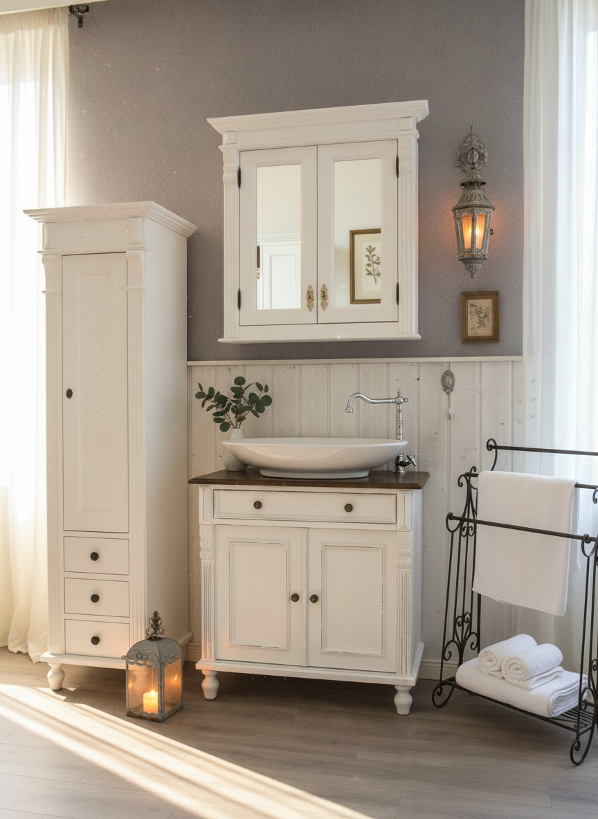 "Barrington" Landhaus-Waschtisch im Shabby-Chic-Look 80 cm