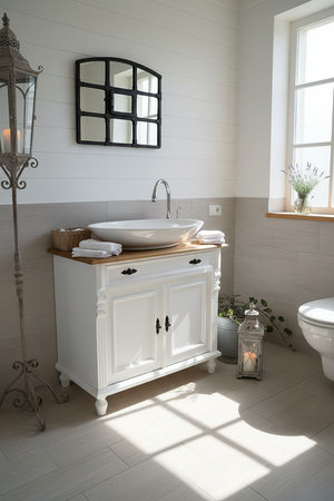 Lavabo de style campagnard « Clermont » avec largeur personnalisée 80/90 cm