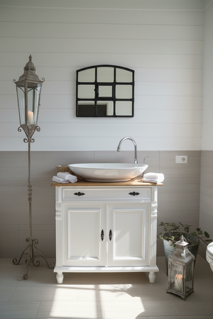 Lavabo de style campagnard « Clermont » avec largeur personnalisée 80/90 cm