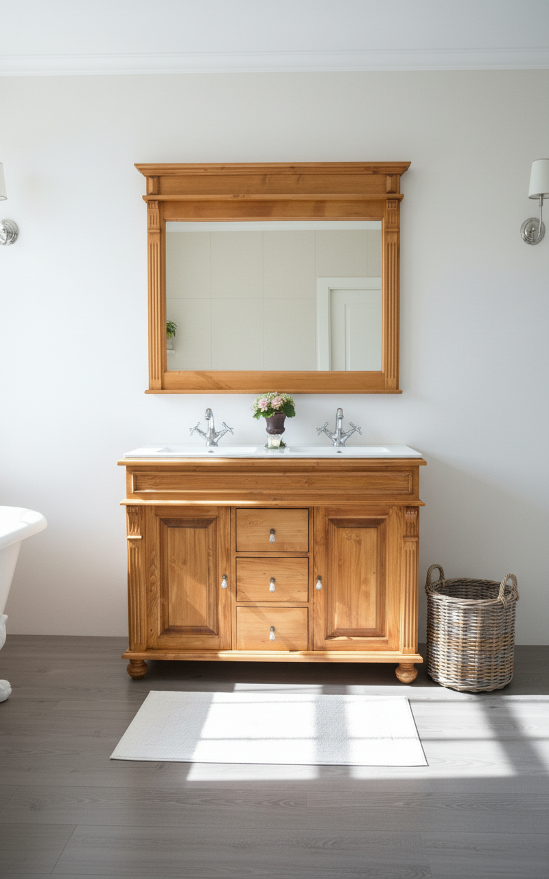 "Monaceau" Landhaus-Waschtisch mit vollabdeckenden Waschbecken 125 cm