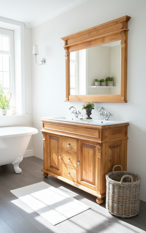 "Monaceau" Landhaus-Waschtisch mit vollabdeckenden Waschbecken 125 cm