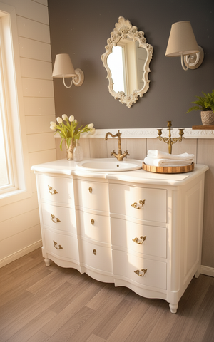 "Kiama" großer, weißer Waschtisch im Barock-Stil 130 cm