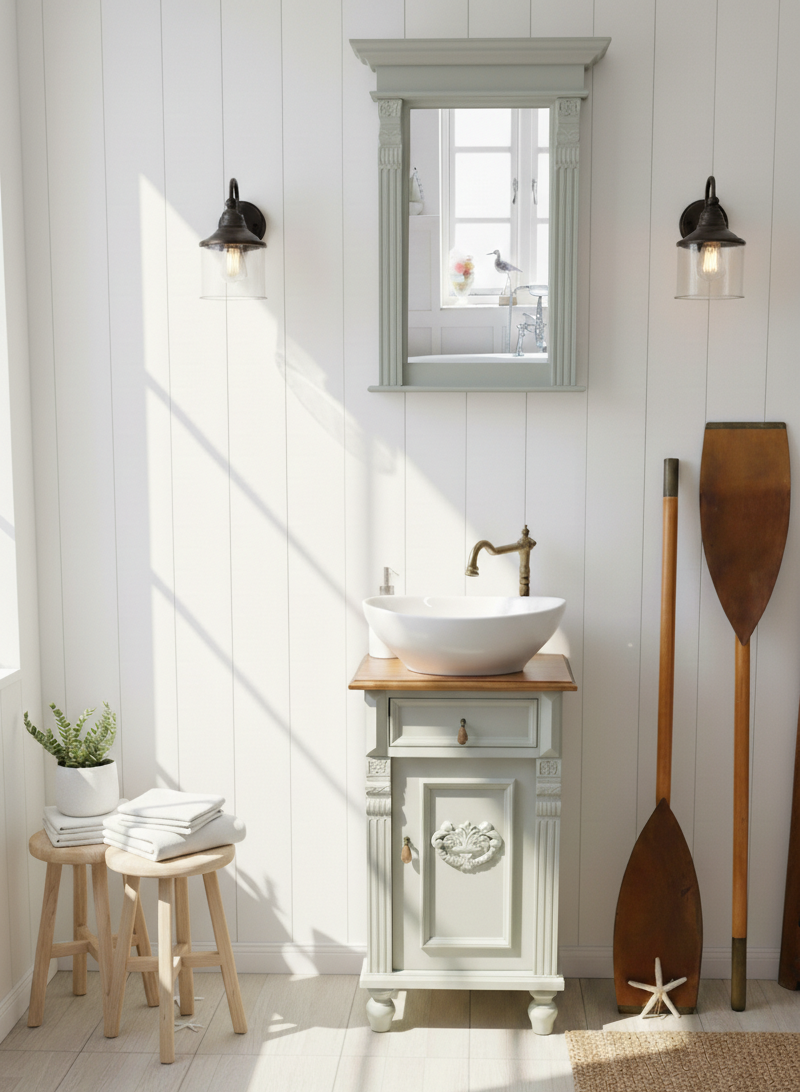 "Marjun" kleiner Landhaus- Waschtisch in mint 45 cm