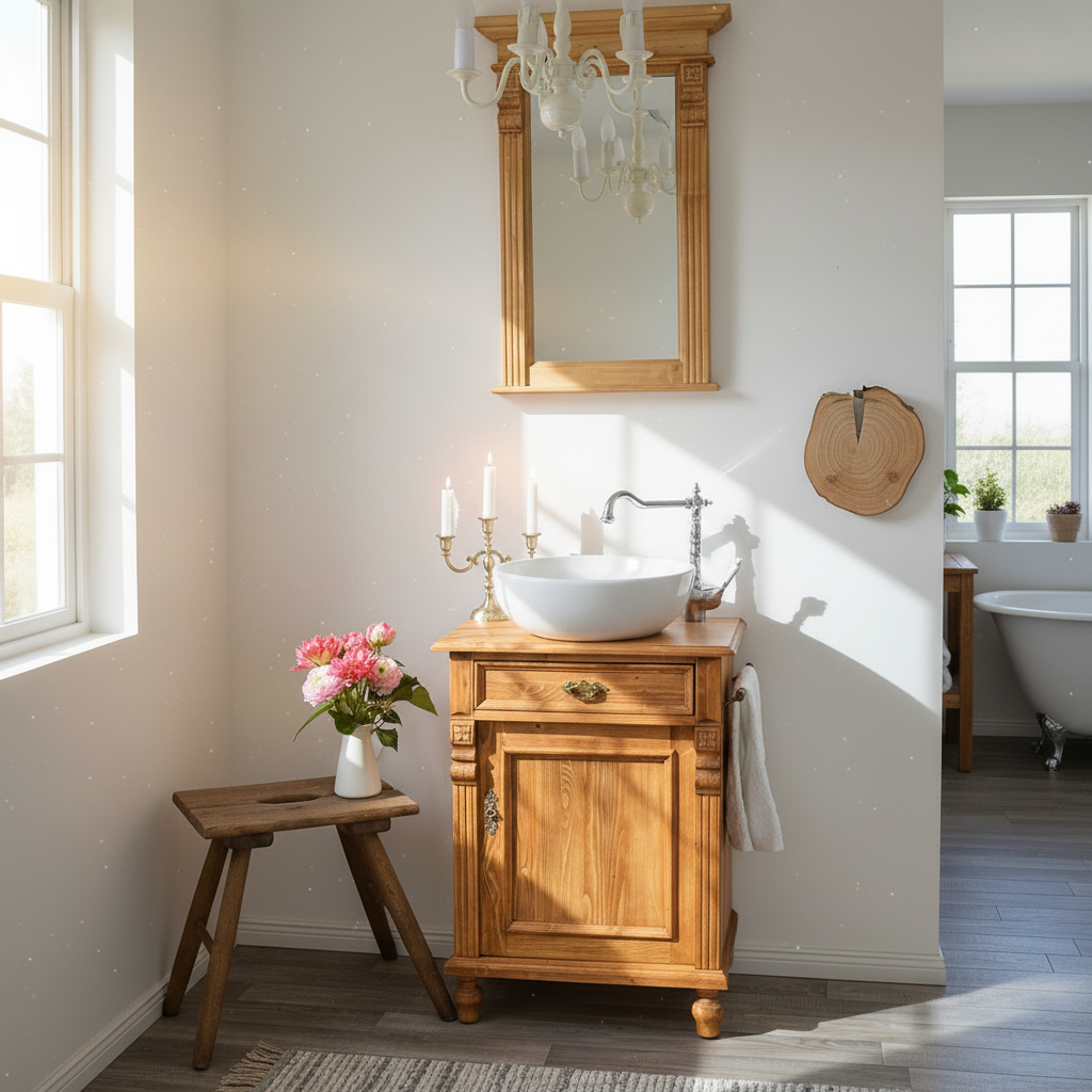 "Miraclé" Landhaus- Waschtisch mit Handtuchstange 70 cm