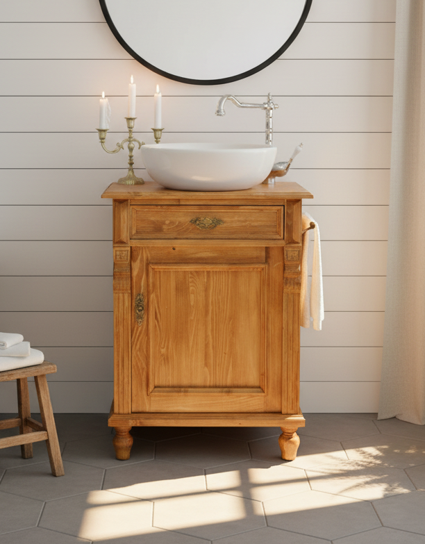 "Miraclé" Landhaus- Waschtisch mit Handtuchstange 70 cm