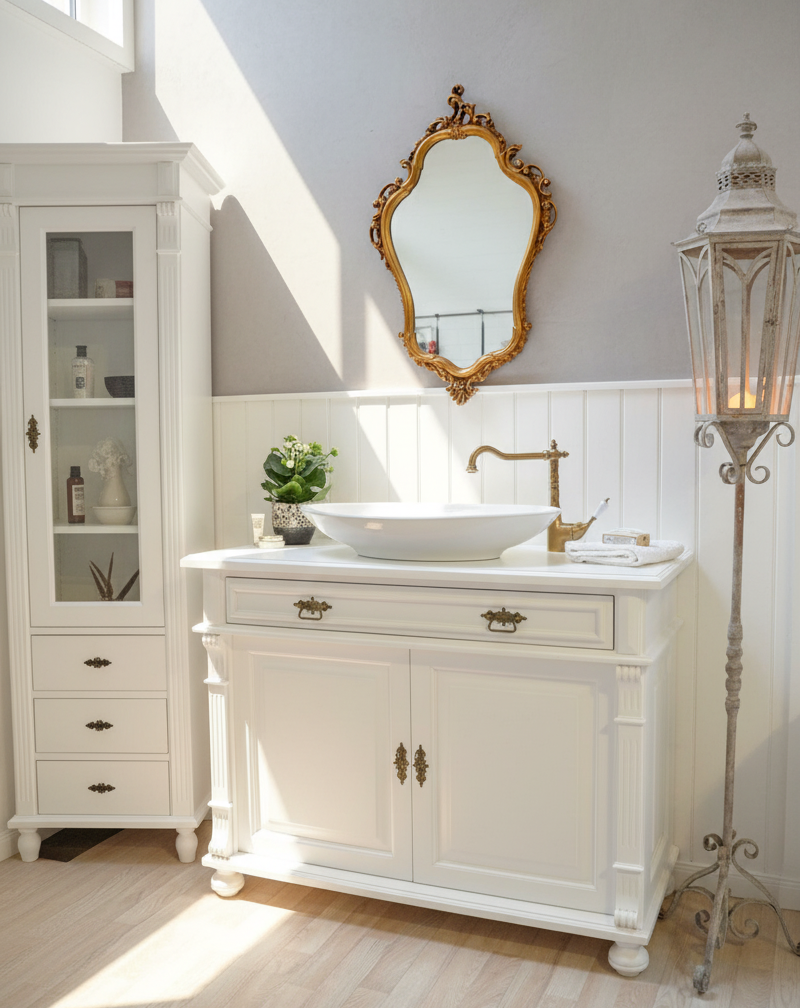 "Allora" großer, weißer Landhaus-Waschtisch 120 cm