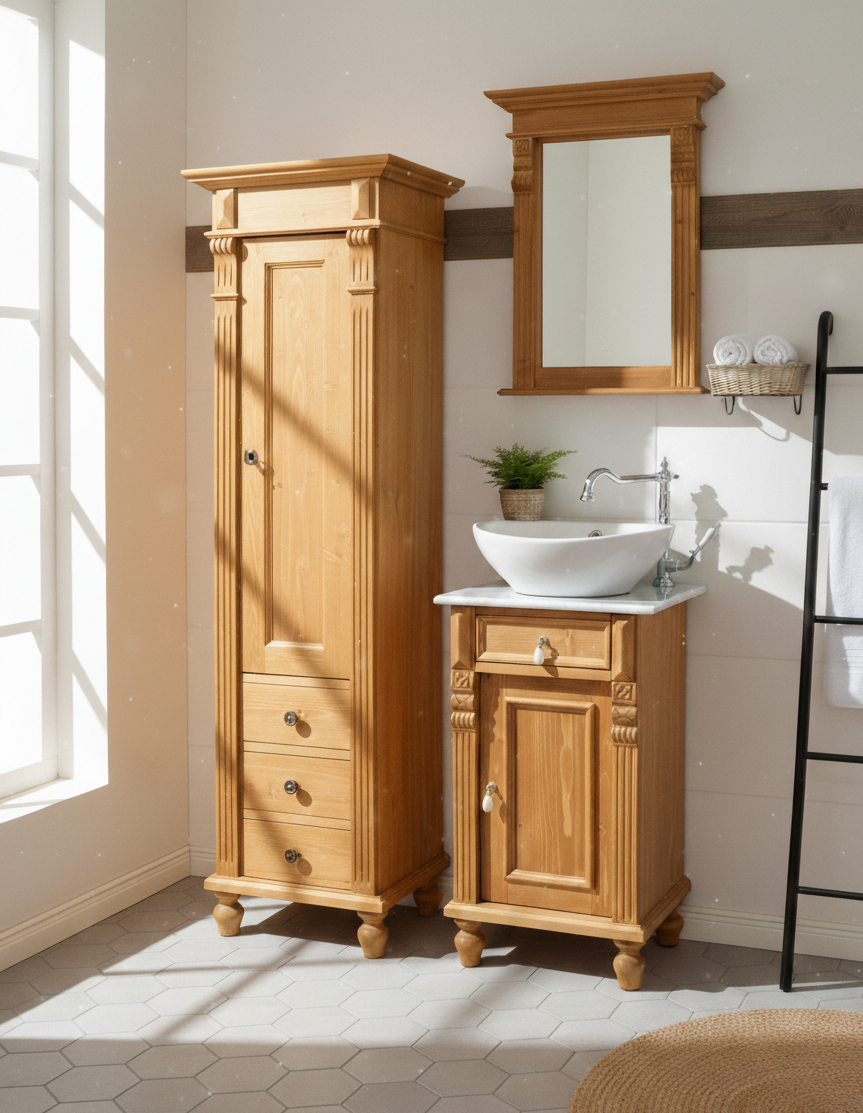 "Jíl" - kleiner Marmor-Landhaus-Waschtisch gewachst 45 cm