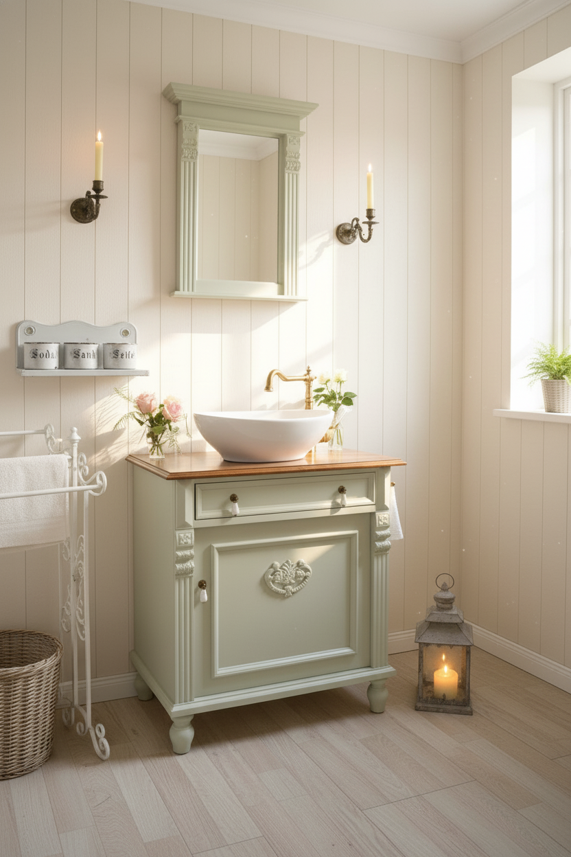 "Lundström" country-style washbasin in mint, 70 cm