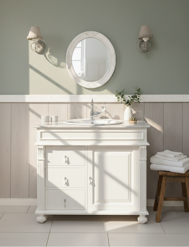 "Marseillon" - Klassischer Marmor-Waschtisch im Landhausstil 103 cm