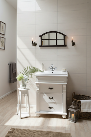"Mirél" small country-style vanity unit in white with 65 cm sink