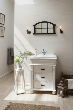 "Mirél" small country-style vanity unit in white with 65 cm sink