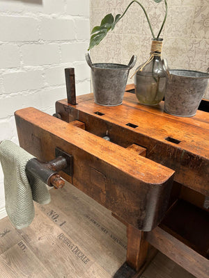 "Établi" - Lavabo ancien fabriqué à partir d'un établi massif